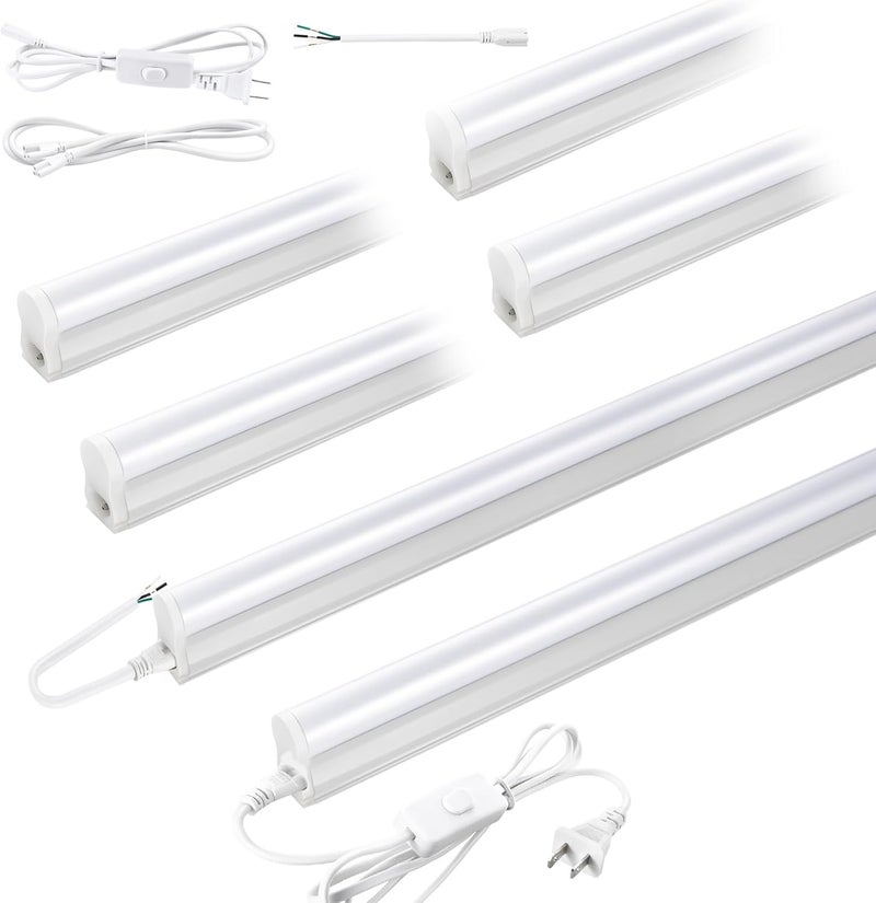 Paklighting Pak 4FT LED Shop Lights, 2300LM 6500K Cool White, 20W Energy-Saving Super Bright Linkable T5 Ceiling and Under Cabinet Lighting Fixture for Garage, Workshop, Basement, Warehouse, FCC Certified, 6 Pack - Image 1